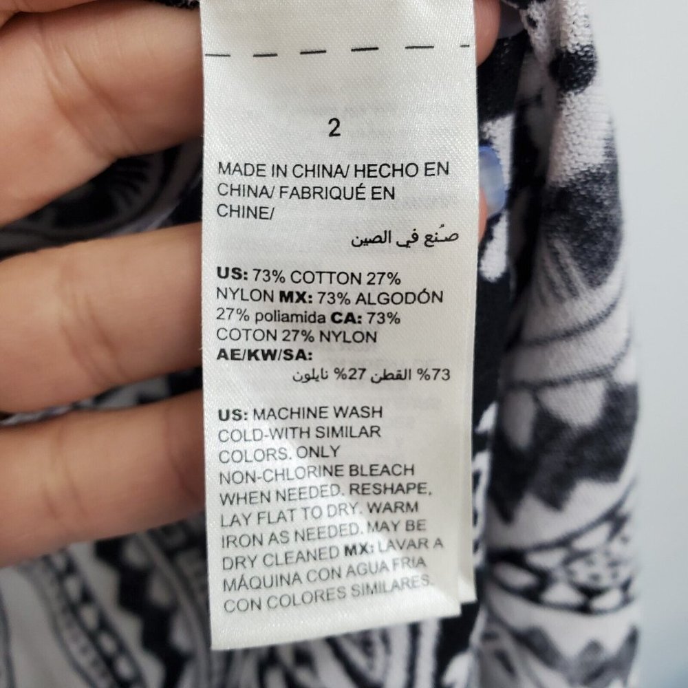 Chico's Womens Black White Open Front Cardigan Sweater Size 2 (L) Ruched Sleeves - Picture 11 of 14